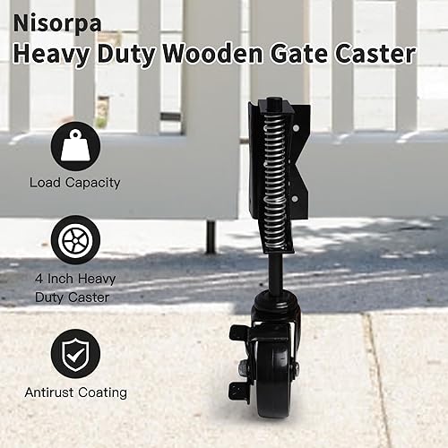 Miniatura 2 de Nisorpa Rueda de puerta con resorte, rueda de puerta de 4.3 pulgadas, kit de puerta de valla de puerta de 330 libras para puerta de bañera de vinilo