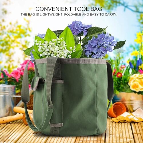 Miniatura 5 de Yosoo Bolsa de almacenamiento de herramientas de jardín, organizador de cubo de jardinería con bolsillos para mujeres y hombres, jardinero, kit de