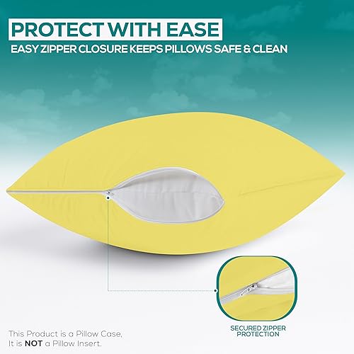 Miniatura 4 de Utopia Bedding Protector de almohada impermeable con cremallera (paquete de 2) Queen Amarillo - Funda de almohada 20 x 28 pulgadas