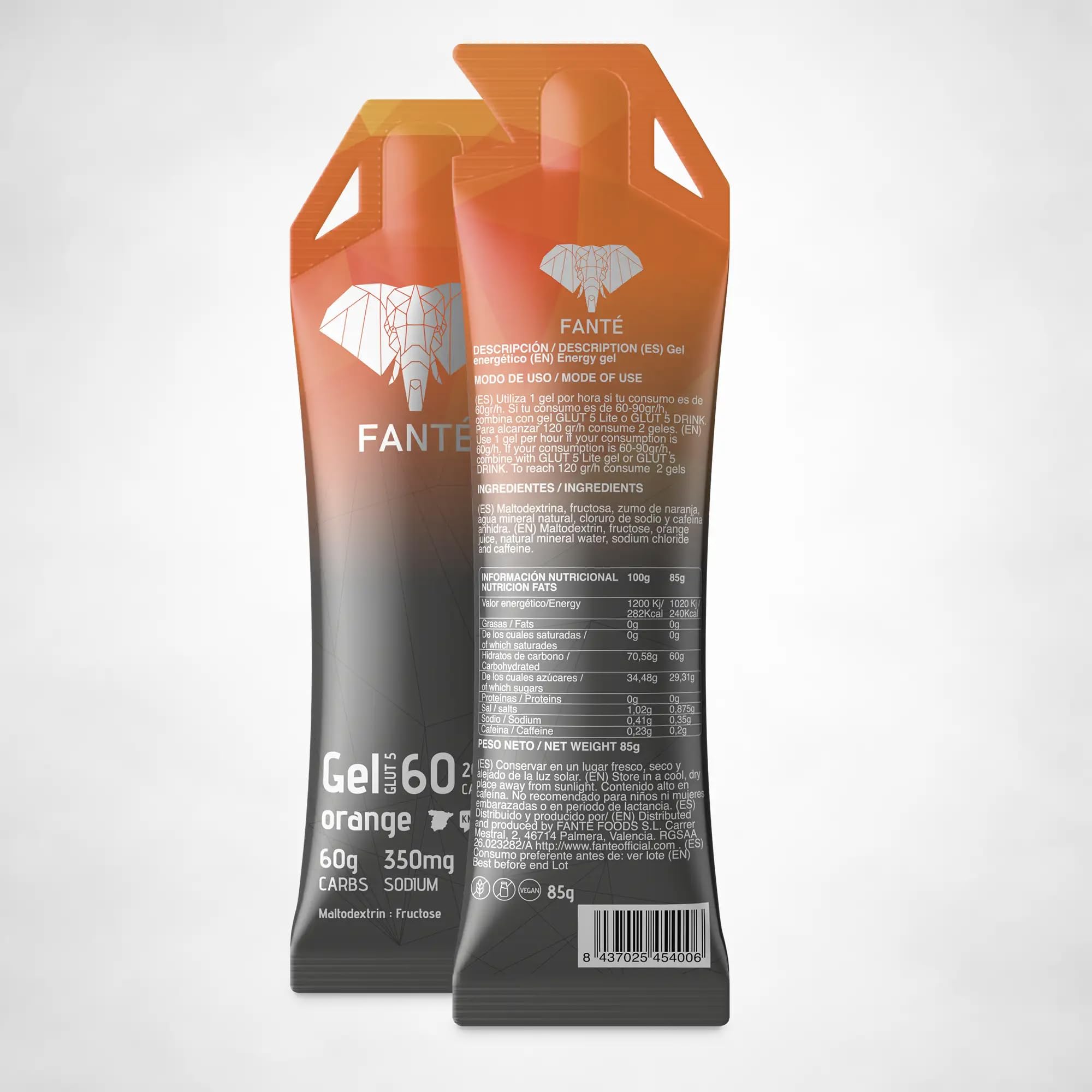 FANTÉ Gel Energético con Cafeína Sabor Naranja 60 g | Carbohidratos para Running, Ciclismo y Deportes de Resistencia (12)