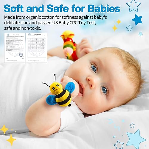 Miniatura 2 de Juguetes de sonajeros para bebés de 0 a 6 meses  Juguetes para bebés de 0 a 3 meses de edad, conjunto de regalos con dentición y calcetines de