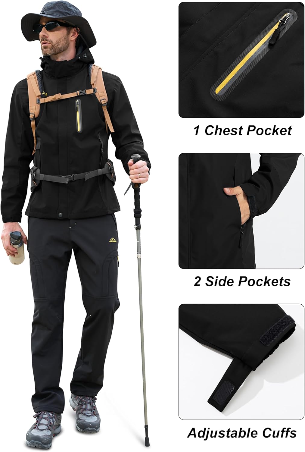 MAGCOMSEN Men's Hooded Windproof Water Resistant Rain Jacket Windbreaker 5 Pockets for Hiking,Fishing,Travel - Image 6