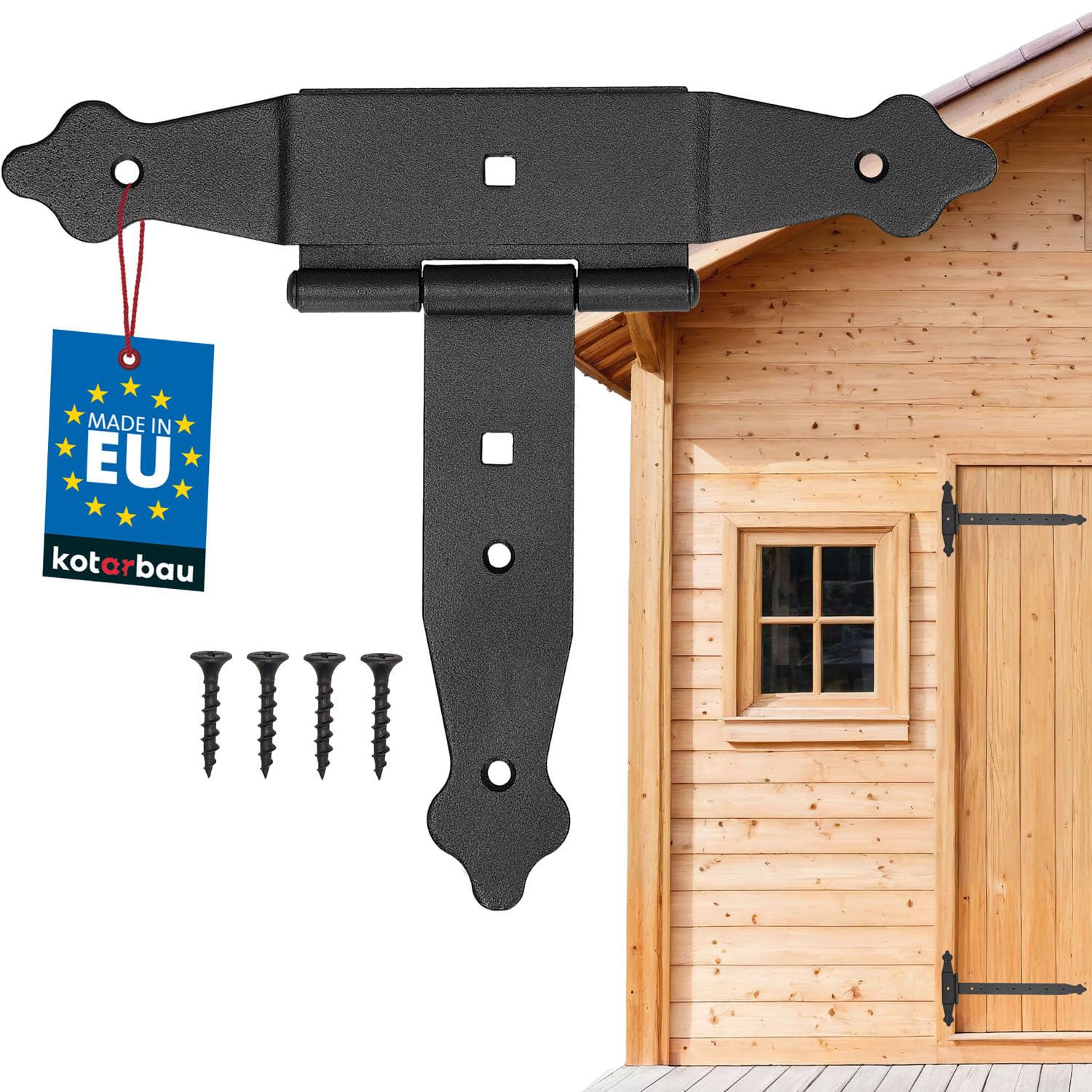 KOTARBAU® Cross Hinge 150 mm Shutter Hinge Tape Plate Building Fitting Gate Fitting Wood Connection Throw Hinge T-Hinge Tape Powder Coated