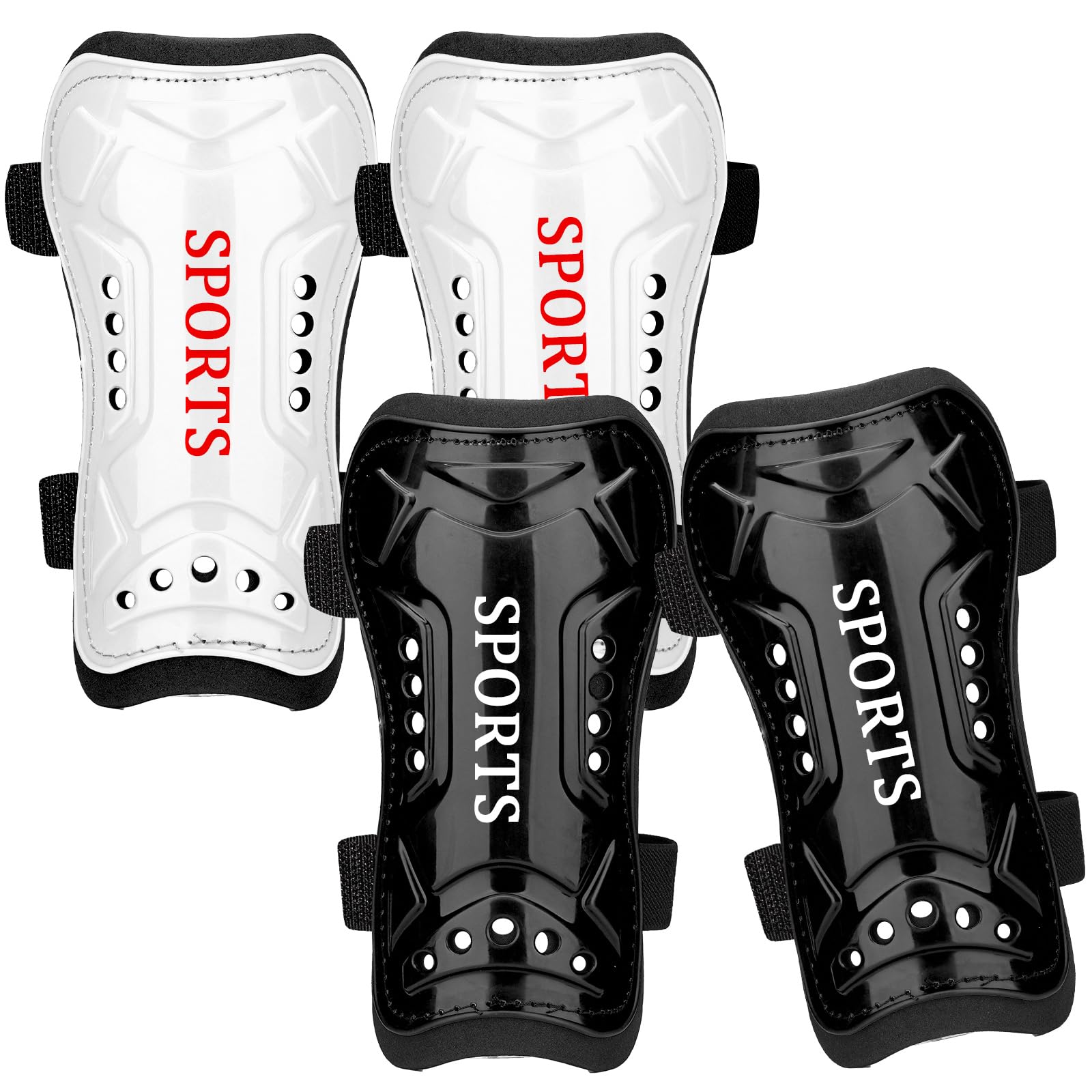 2 Pairs Soccer Shin Guards for Toddler Kids Youth, Soccer Shin Pads with Adjustable Double Strap for 3-14 Years Old Boys Girls Child Teens