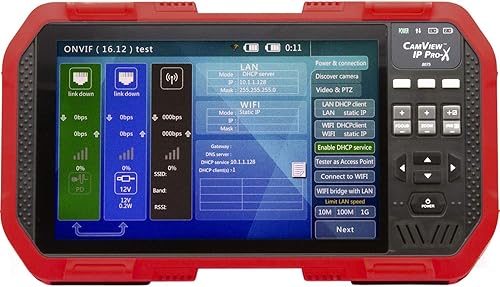 Miniatura 16 de Triplett 8075 CamView IP Pro-X - Probador de cámara CCTV con PoE, servidor DHCP incorporado y pantalla táctil TFT de 7 pulgadas - NTSC/PAL, HD-CVI