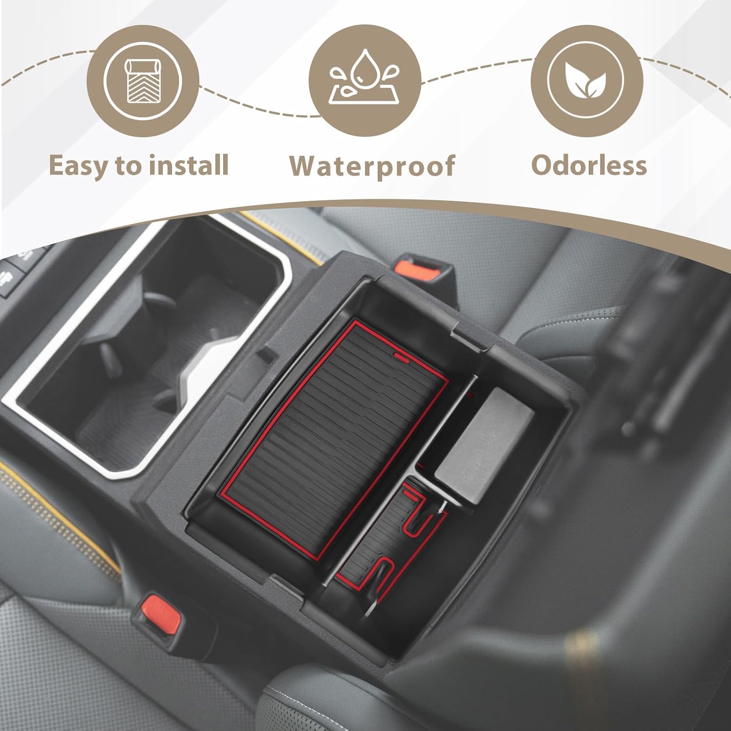 Muslogy Center Console Organizer for 2024 2025 2026 Toyota Tacoma (Red) image 4