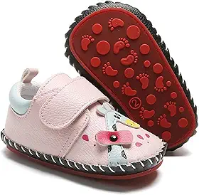 Tênis para bebês meninos e meninas de couro sintético com sola de borracha para caminhada e primeiros passos com desenho animado