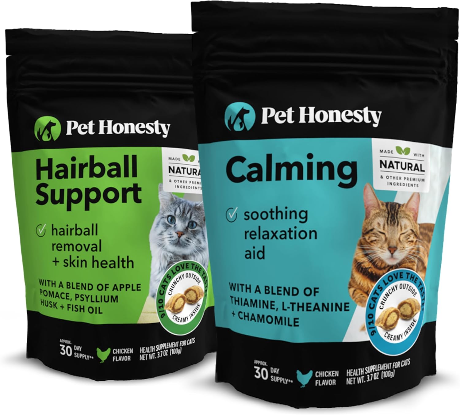 Pet Honesty Cat Hairball Support + Cat Calming Dual