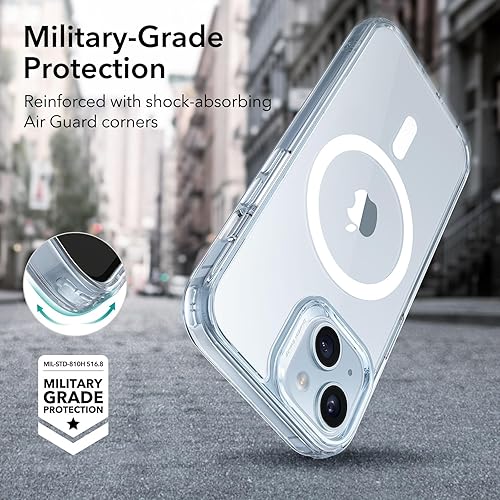 Vista 694 de ESR Funda para iPhone 15 Pro Max, compatible con MagSafe, de grado militar, negro transparente