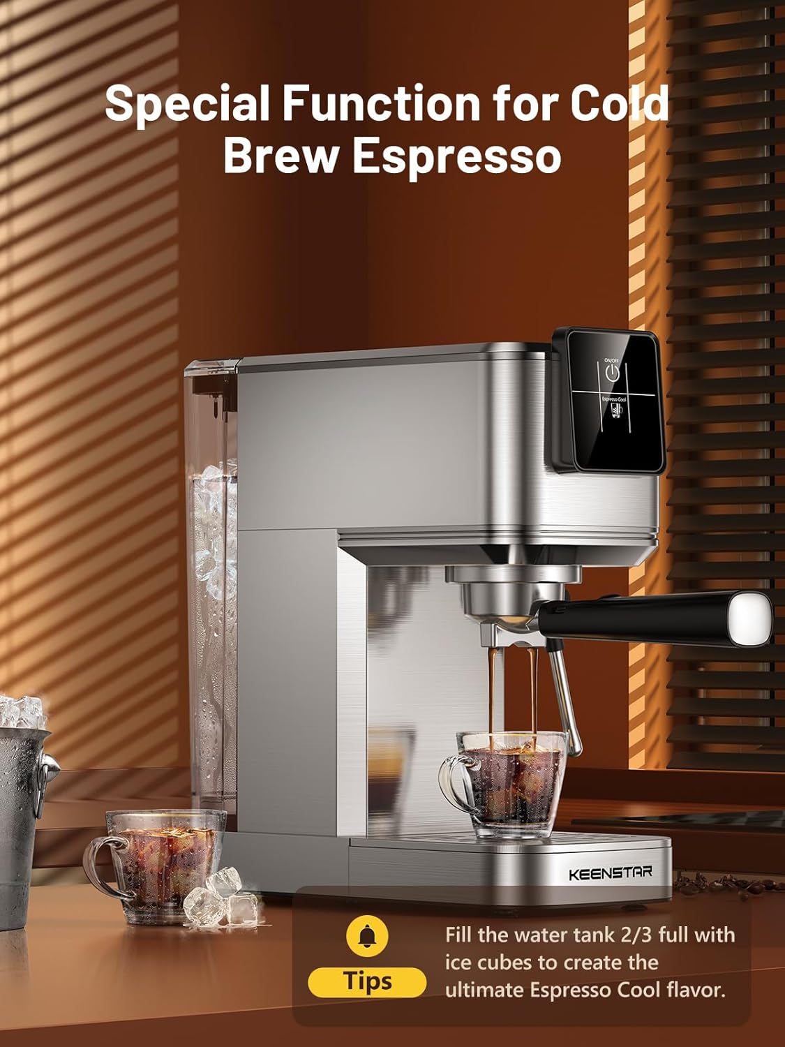 20Bar Espresso Machine with Rapid Cold Brew, Hot & Iced Coffee Machine, Espresso Maker with Milk Frother Steam Wand, Touch Screen with 40oz Water Tank for Latte, Cappuccino, Gift