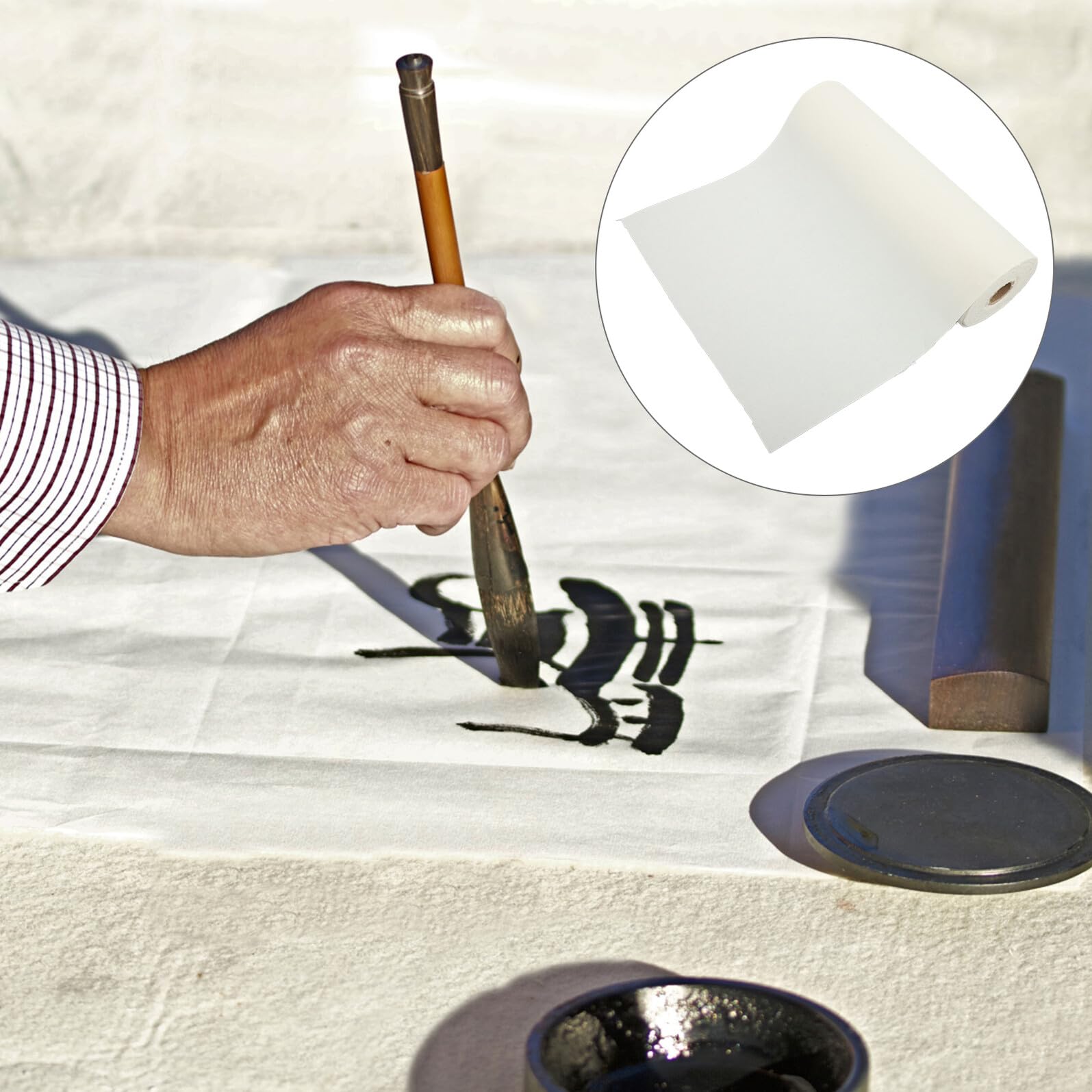 Ipetboom Rollo de Papel de Caligrafía Grueso 46g Semi-Seco 35 CM X 50 M para Dibujo Infantil Manualidades y Pintura Tradicional Papel Absorbente y para Caballete Artístico
