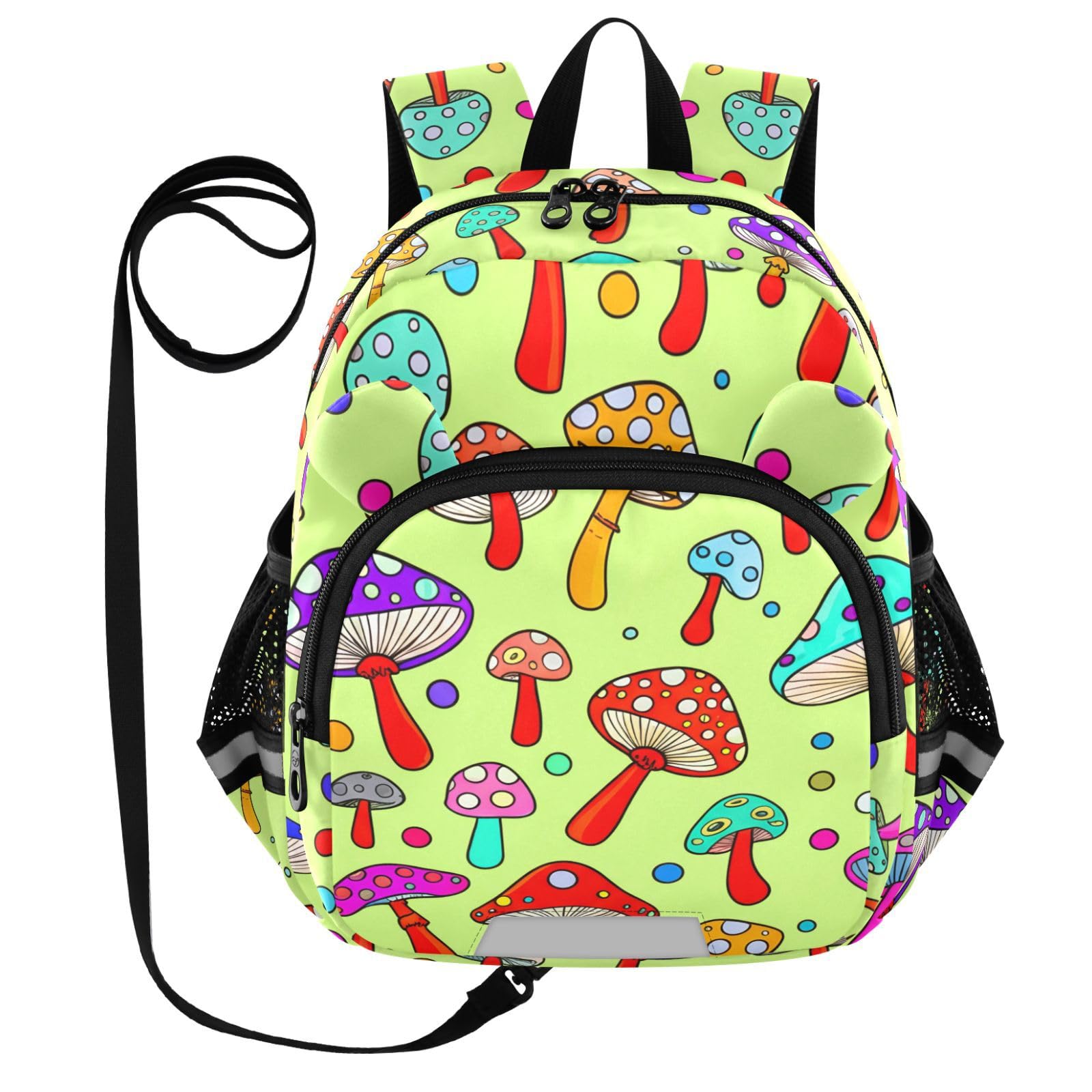 Spotted Mushroom LightGreen Toddler Harness Backpack for Boys Girls 3-6 Years Kids Backpack with Anti Lost Safety Leash Baby Travel Bag for Walking Travel Preschool
