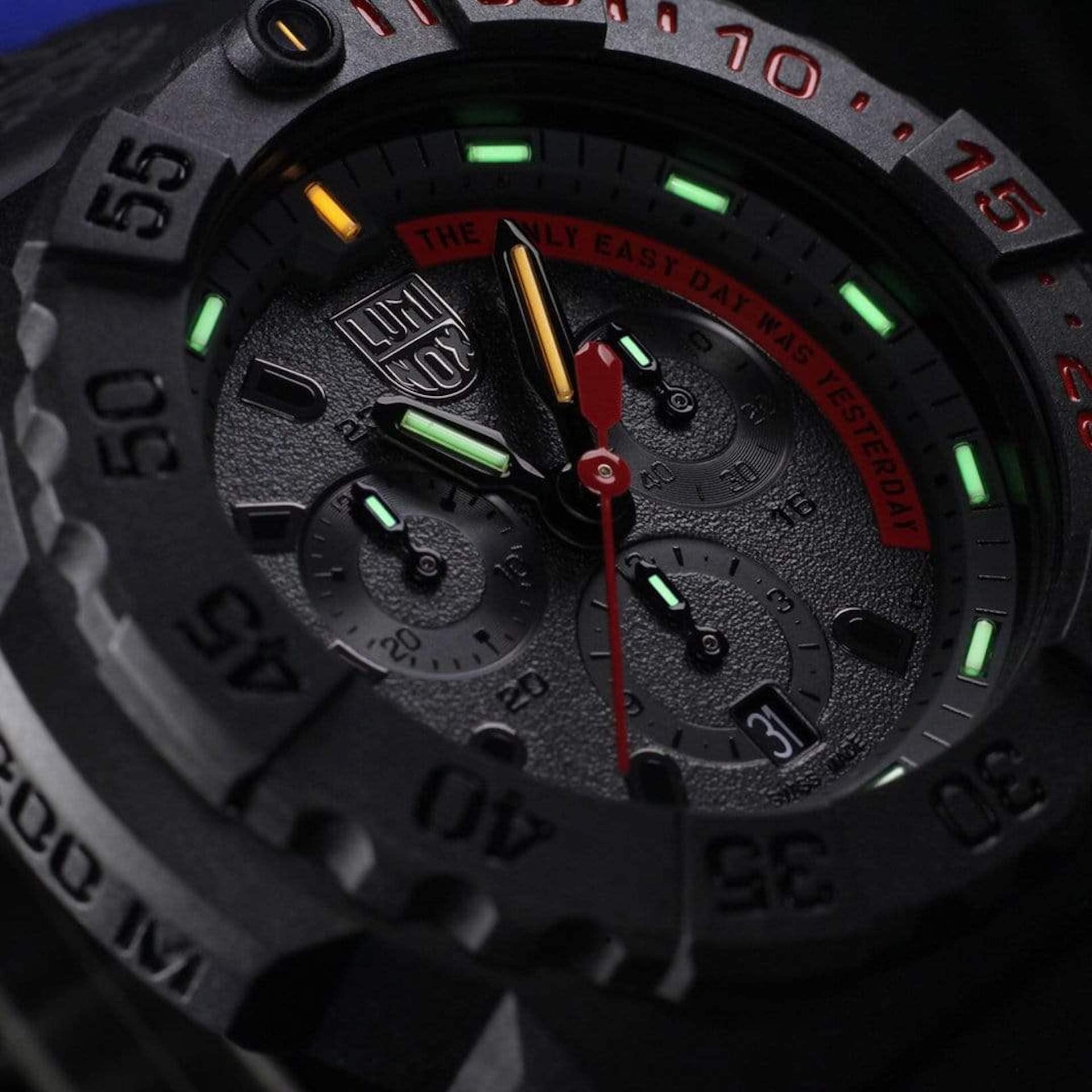 Luminox - Navy SEAL XS.3581.EY - Herrenuhr 45mm - Taucheruhr in Schwarz mit Datumsanzeige Chronograph - 200m Wasserdicht - Herren Uhr - Hergestellt in der Schweiz