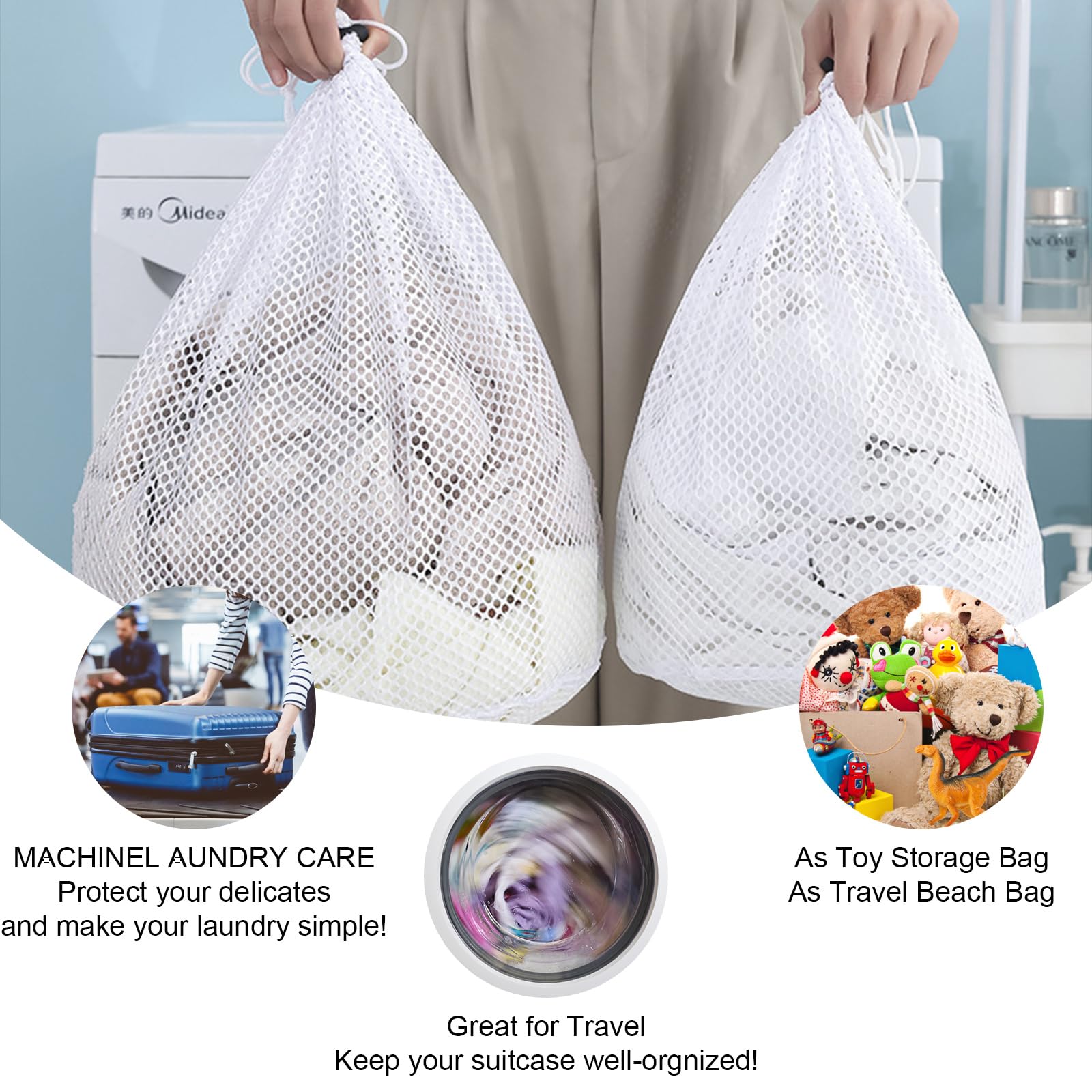Borsa da lavanderia grande borsa per la lavanderia a rete per biancheria delicata per biancheria intima delicata borsa da viaggio per lavare vestiti, jeans, biancheria intima, calzini, asciugamani