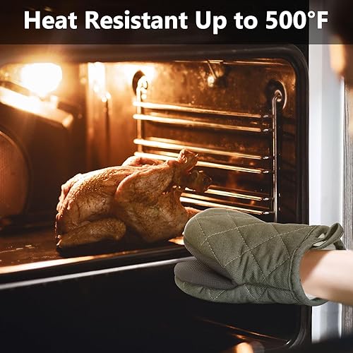 Miniatura 3 de Juego de guantes cortos para horno, toallas de cocina y paños de cocina, 10 piezas de regalo de cocina para cocinar hornear, guantes de silicona