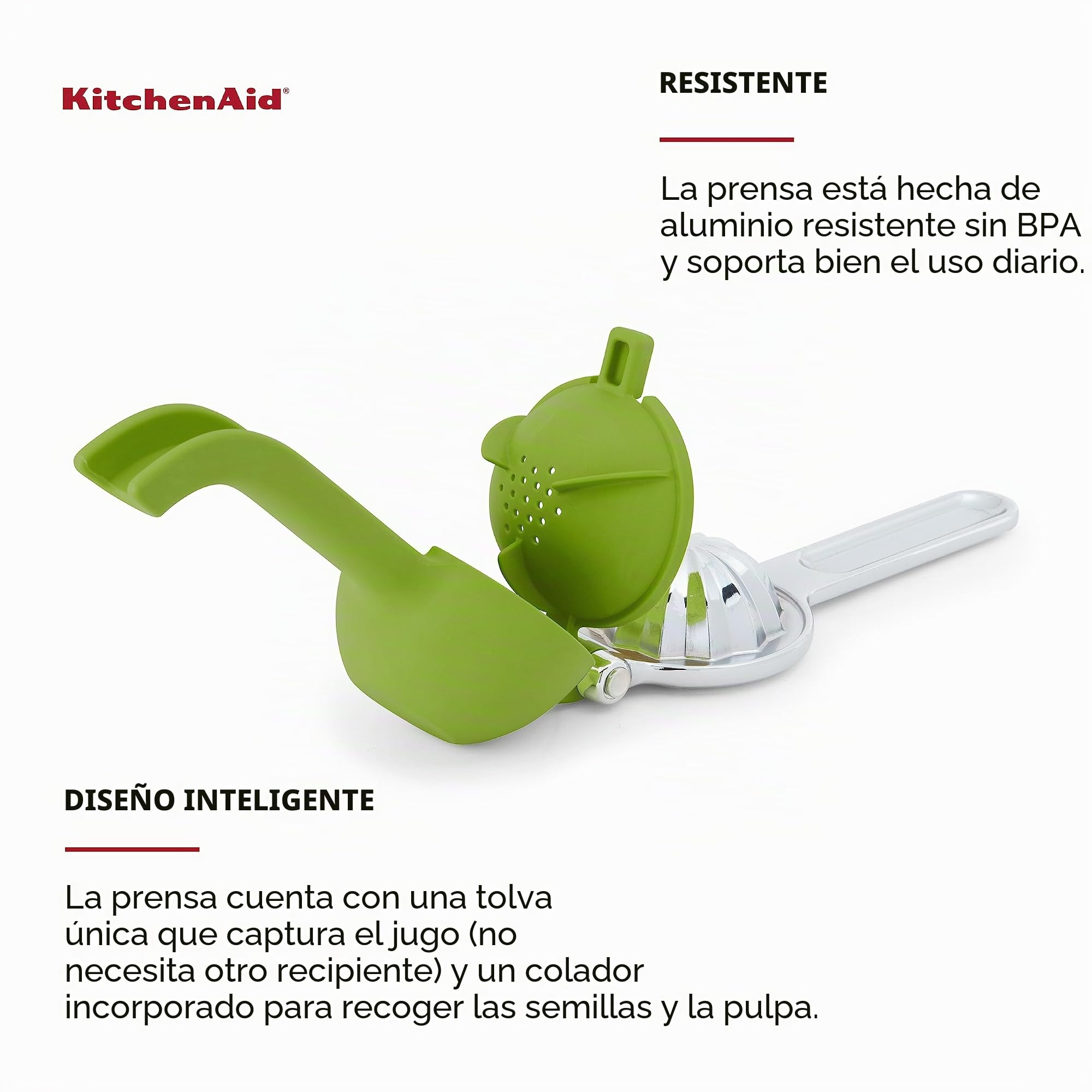 KitchenAid Exprimidor de jugo de cítricos para limones y limas con recogedor de semillas y boquilla de vertido, 8 pulgadas