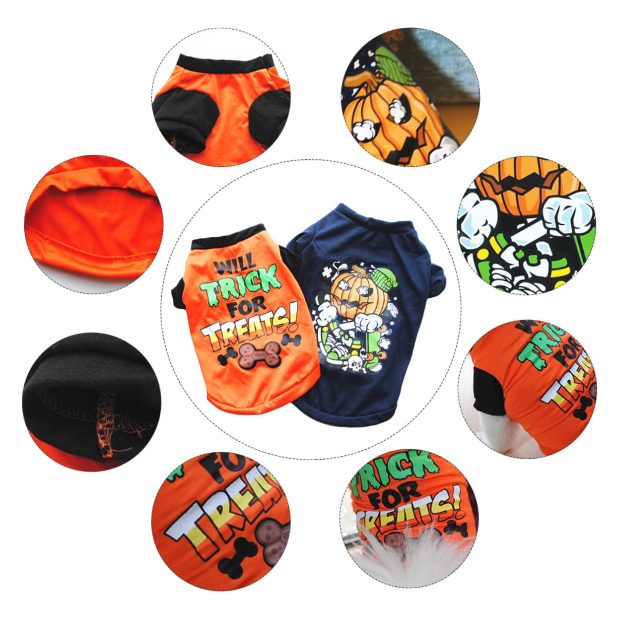 ABOOFAN 6 Pz t-shirt per cani da compagnia di Halloween costume da zucca per cani gilet per halloween cane vestiti costumi per rifornimento dell'animale domestico di Halloween