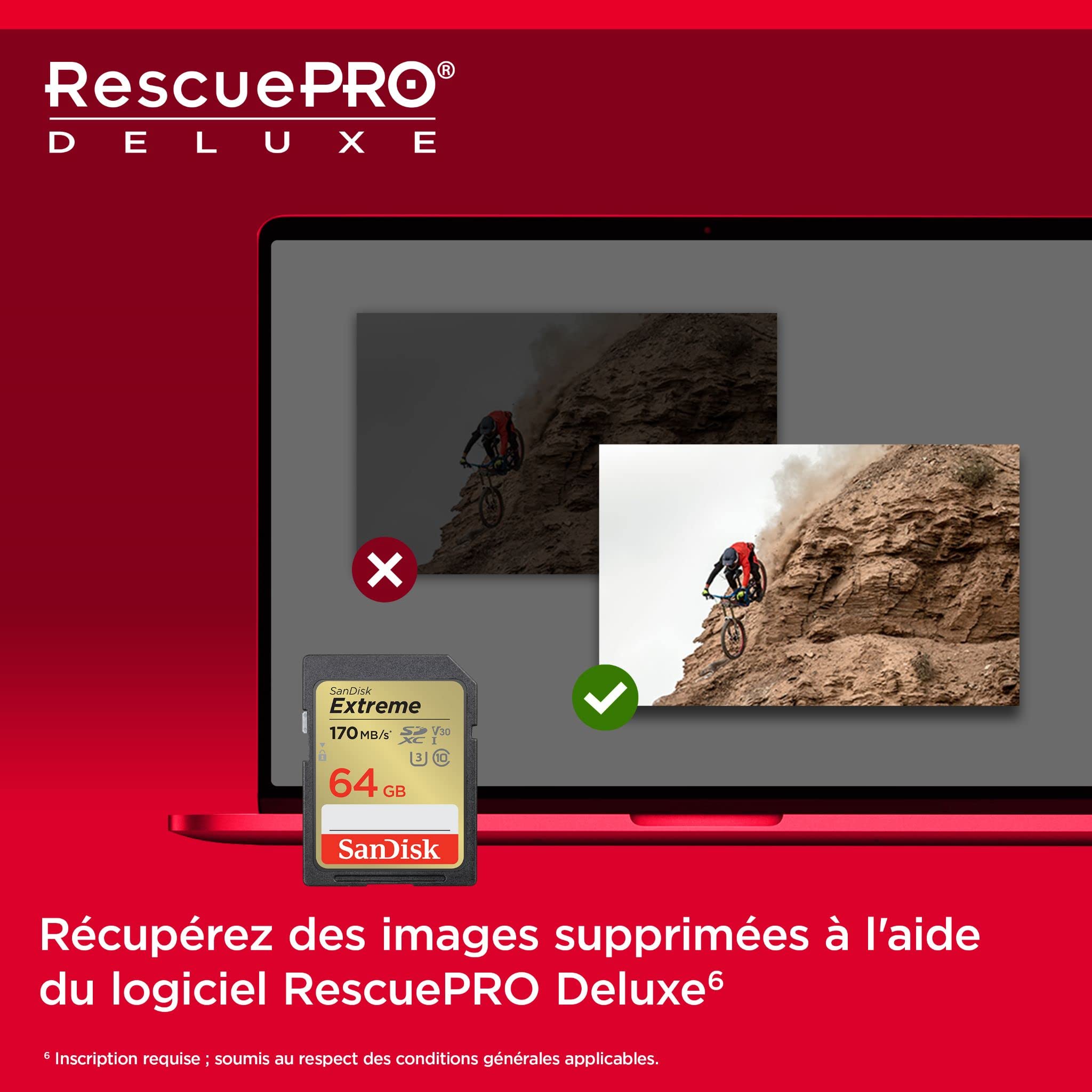 SanDisk 64GB Extreme SDXC kort UHS-I U3 V30 170 MB/s