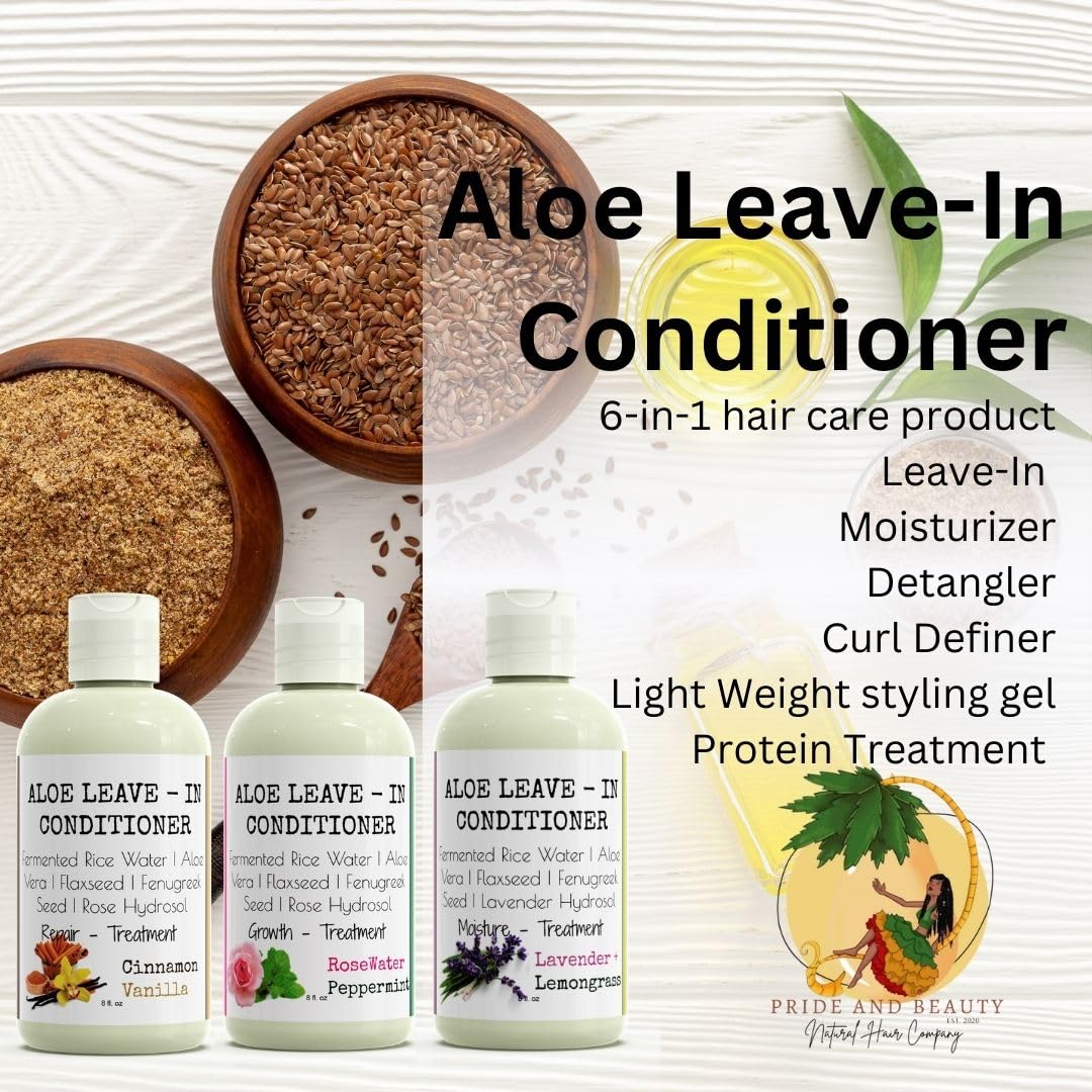 Amazon.com: Pride and Beauty Aloe Leave-In Conditioner, Moisturizing Hair  Primer and Detangler, Repair Damage and Prevent Frizz, Aloe Vera, Flaxseed  Gel, Rice Water & Vitamin B5 (Lavender Lemongrass) : Beauty & Personal