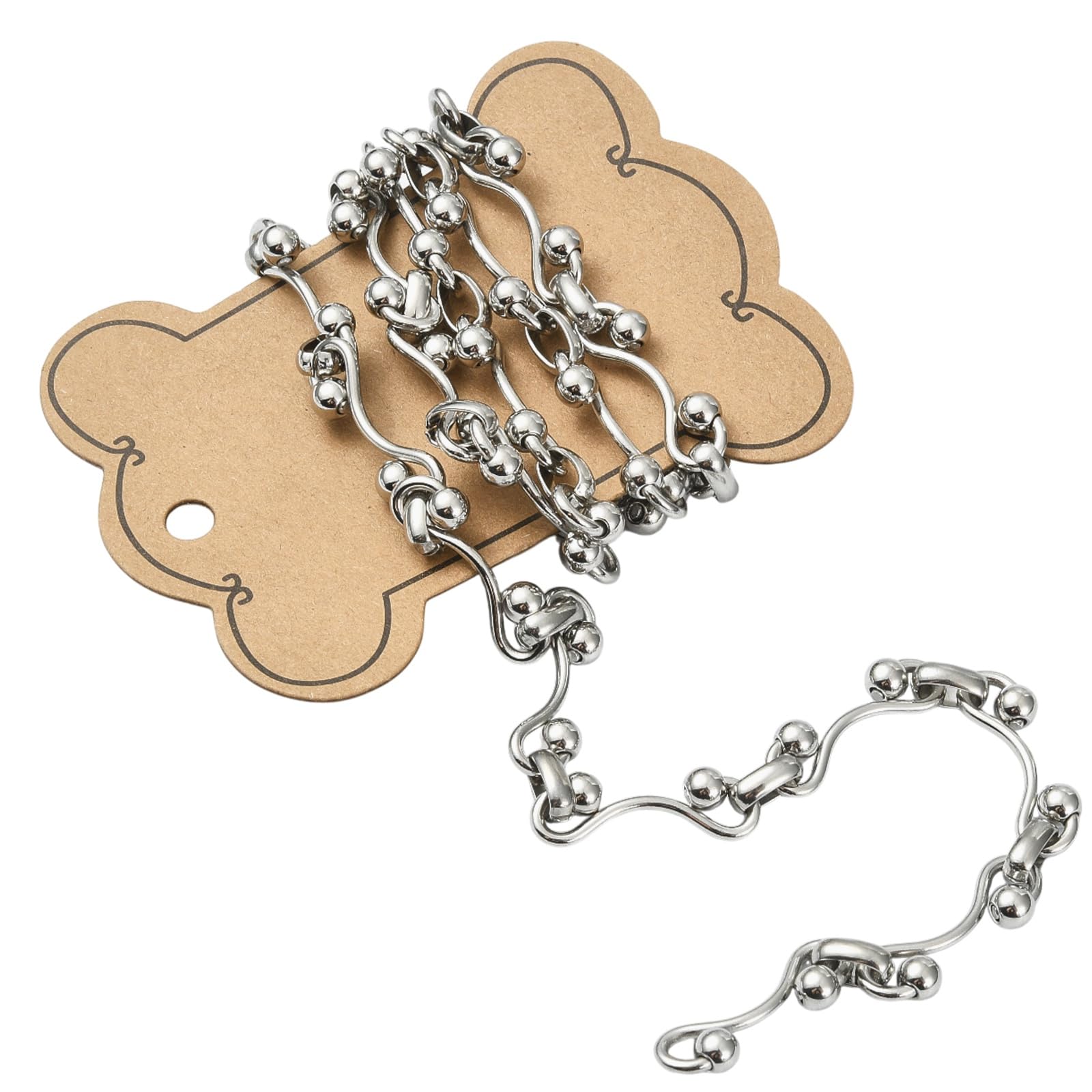 UR URLIFEHALL 3.28 Feet/1m 304 Stainless Steel Chain Round Silver Soldered Link Chain for Jewellery Making Bracelet Necklace Hanging Crafts