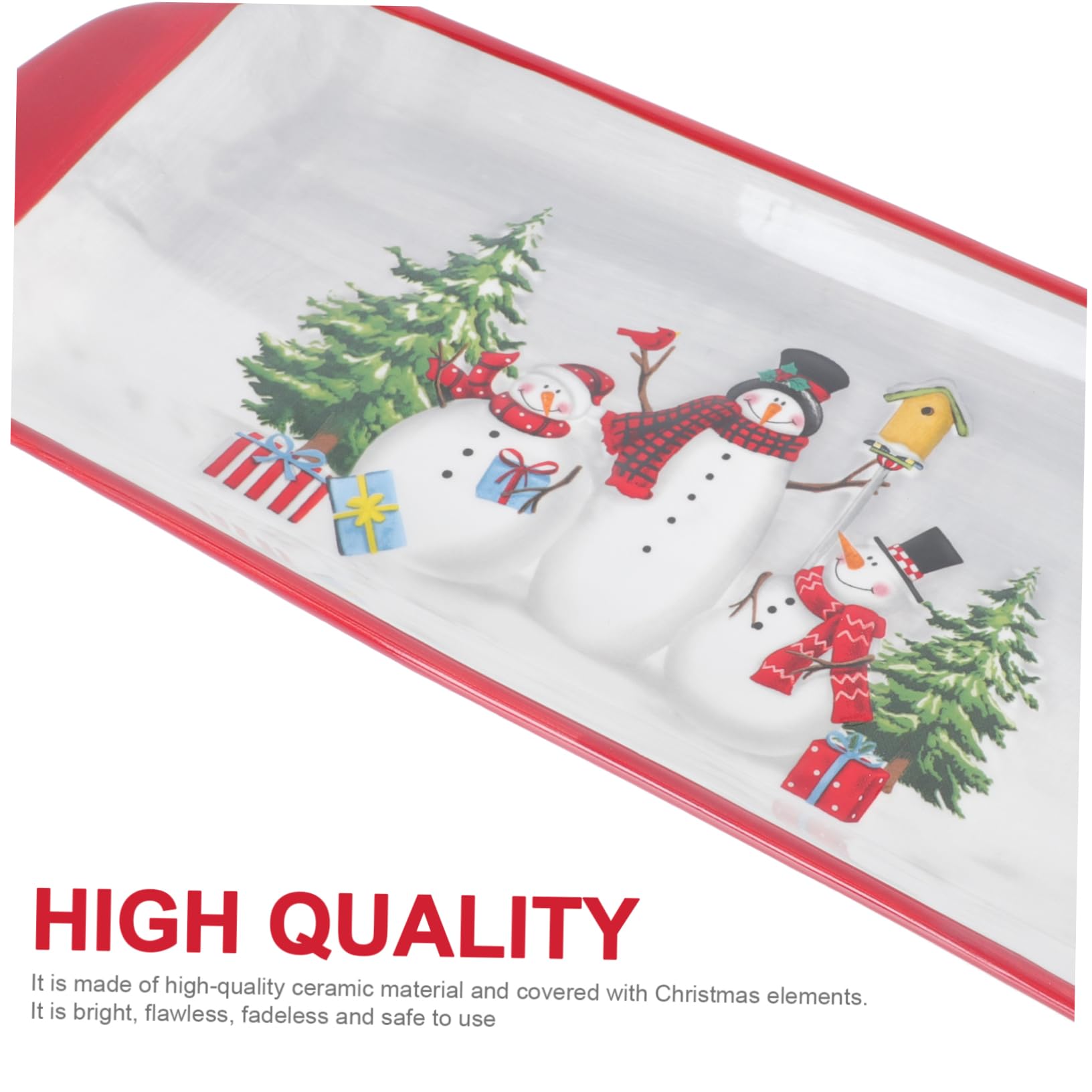 OUNONA 1pezzi Vassoio per Dolci Natalizio in Ceramica con Motivo Cartoni Animati Piatto da Dessert e Frutta Contenitore per Alimenti per Natale Feste Compleanni Elemento Decorativo per Ca