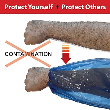 ProtectX Waterproof Disposable Arm Sleeve Protective Cover 17 Long with Elastic Band - Blue