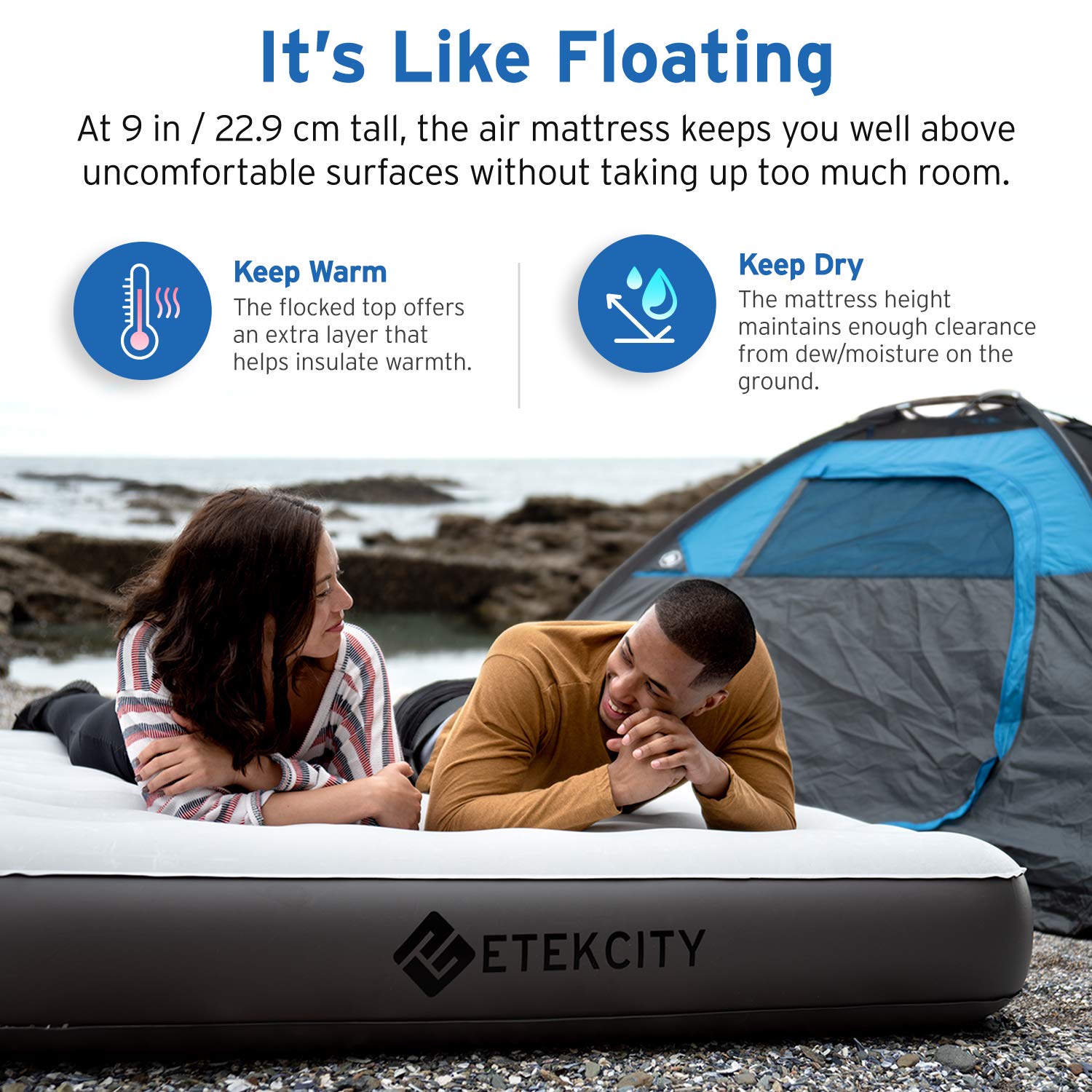 Etekcity Camping Air Mattress Inflatable Mattress Air Bed Queen