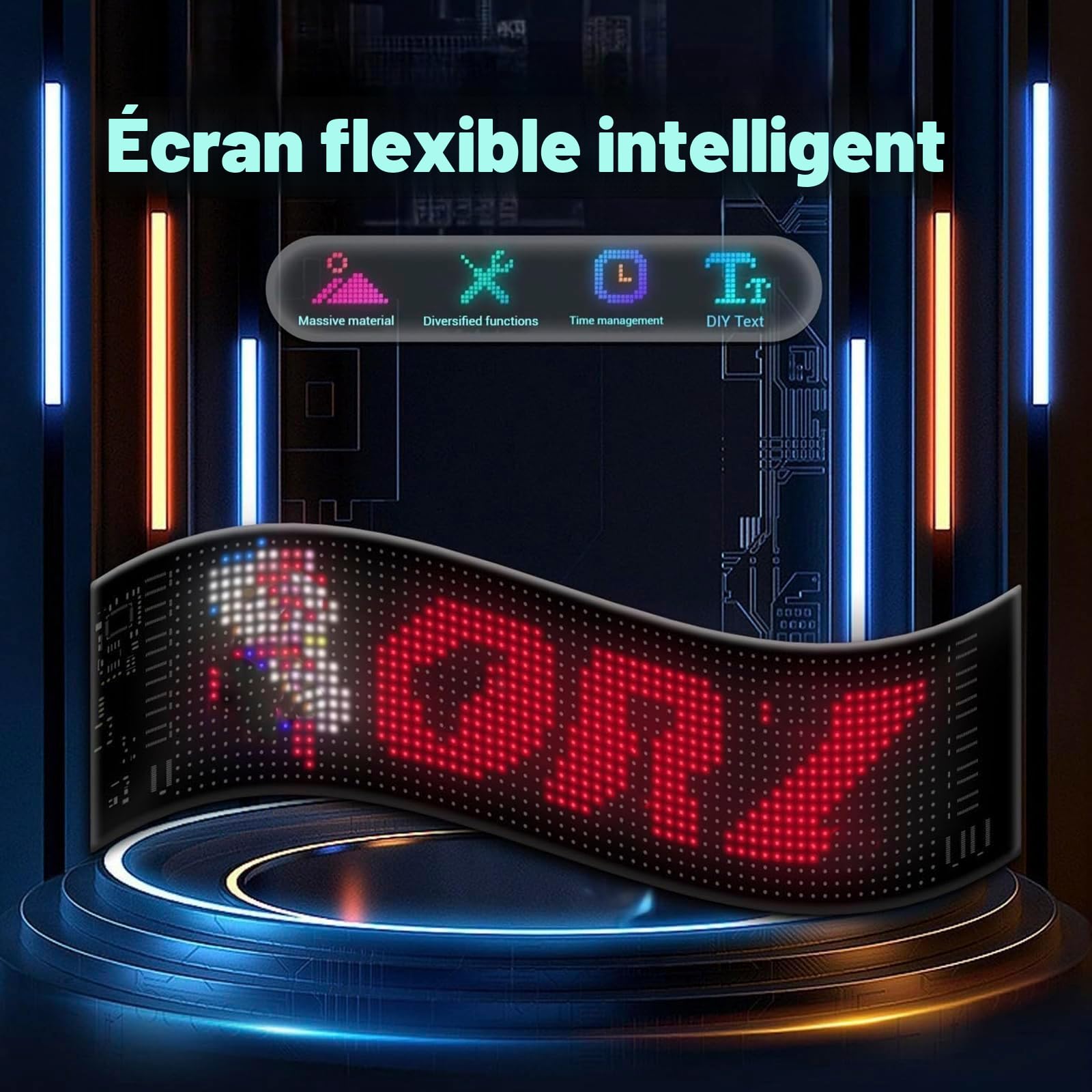 Yeux LED Devil Eyes pour camion et voiture, écran souple, programmable (102 x 348 mm)