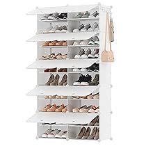 SONGMICS Scarpiera, Scaffale Modulare a 10 Scomparti per 40 Paia di Scarpe da Ingresso, con Sportelli, Telaio in Acciaio e Ripiani in Plastica, Camera da Letto, Bianco Nuvola LPC035W02