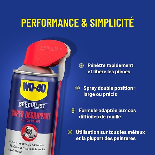 WD-40 Specialist • Super Dégrippant • Spray Double Position • Efficacité Immédiate • Dégrippe rapidement et facilement • Résistant à l'Eau • Compatible Tous Métaux • 400 ML - 4