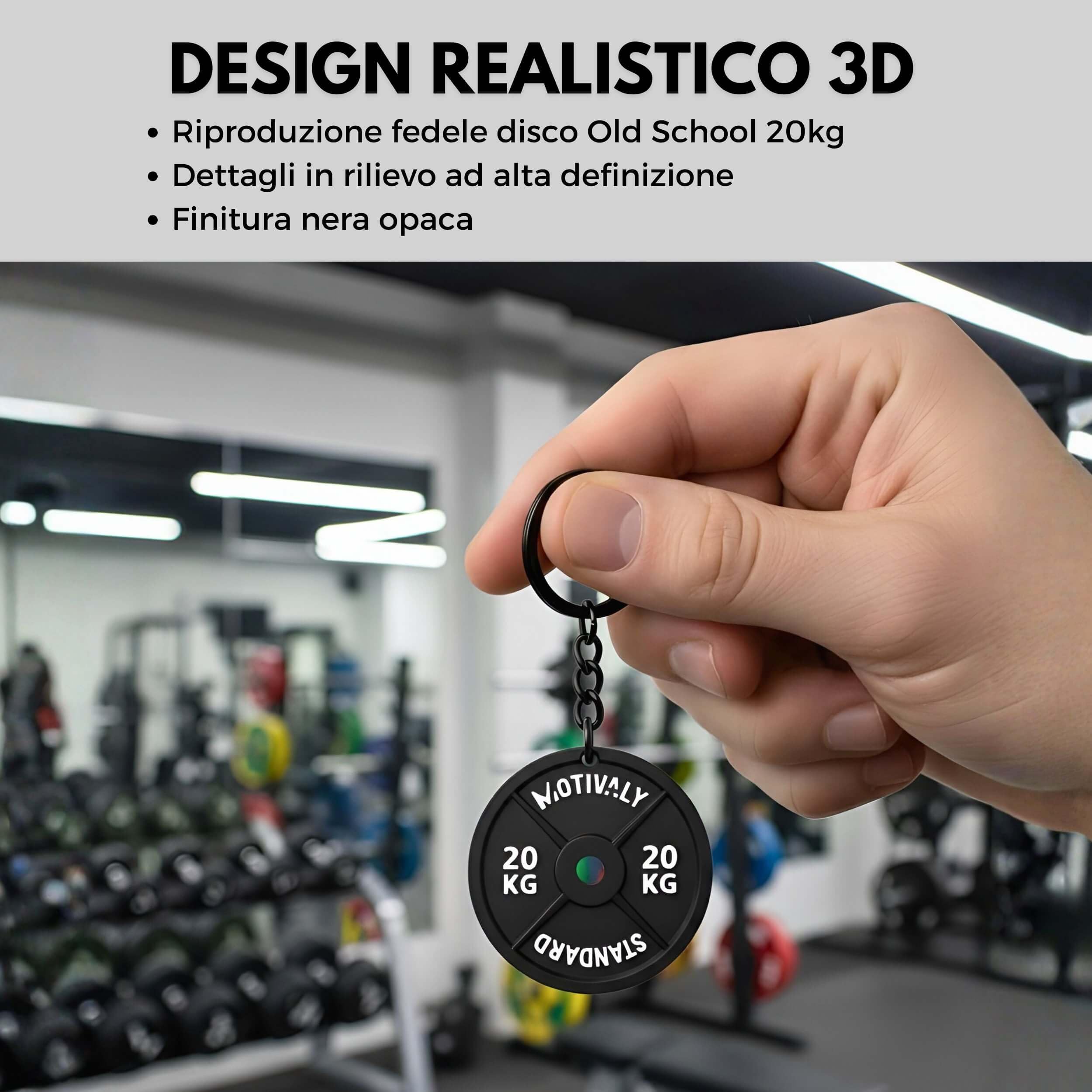 Portachiavi Disco Palestra 20kg Old School, Gadget Motivazionale Bodybuilding e Fitness, Idea Regalo Sportivi, Personal Trainer, Crossfit