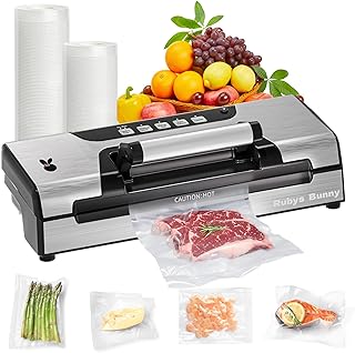 Precision Vacuum Sealer, 90Kpa Vacuum Sealer Machine, 10-in-1 Functions, Easy-lock Handle, Double Pump Vacuum Sealer Machine with Bags Storage, Built-in Cutter, Stainless Steel