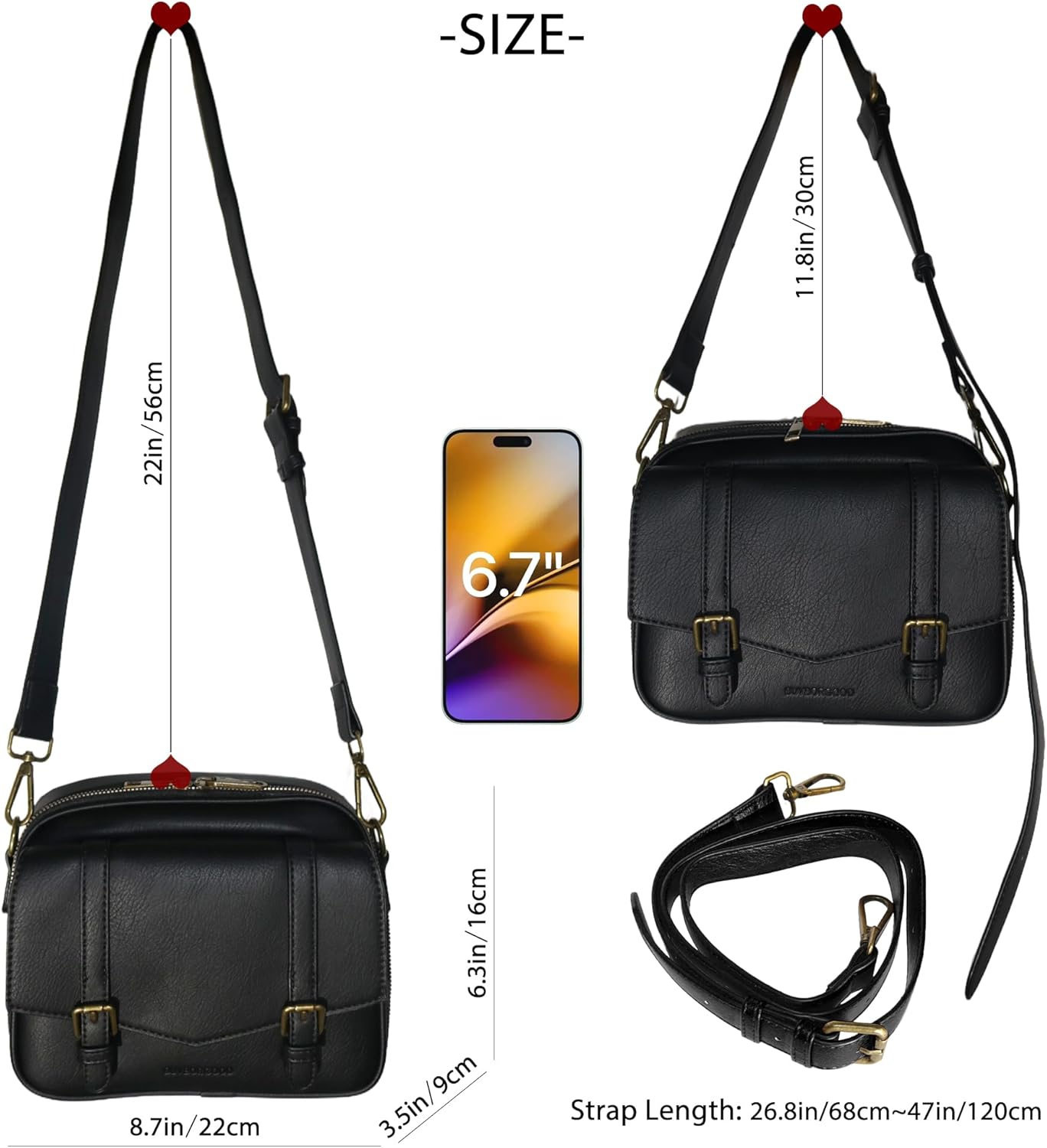 Women‘s Anti Theft RFID Blocking Small Vegan Leather Crossbody Bag Travel Purse With Built In Wallet Messenger Bag