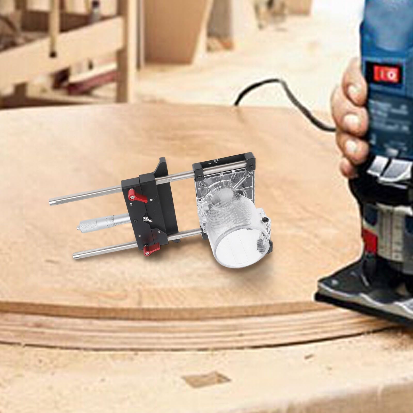 Fresatura Groove Staffa Base Per 65Mm Trimmer Router Jig Con Regolazione Fine 0.01mm CNC Lega di Alluminio Lavorazione Del Legno Guida Bordo
