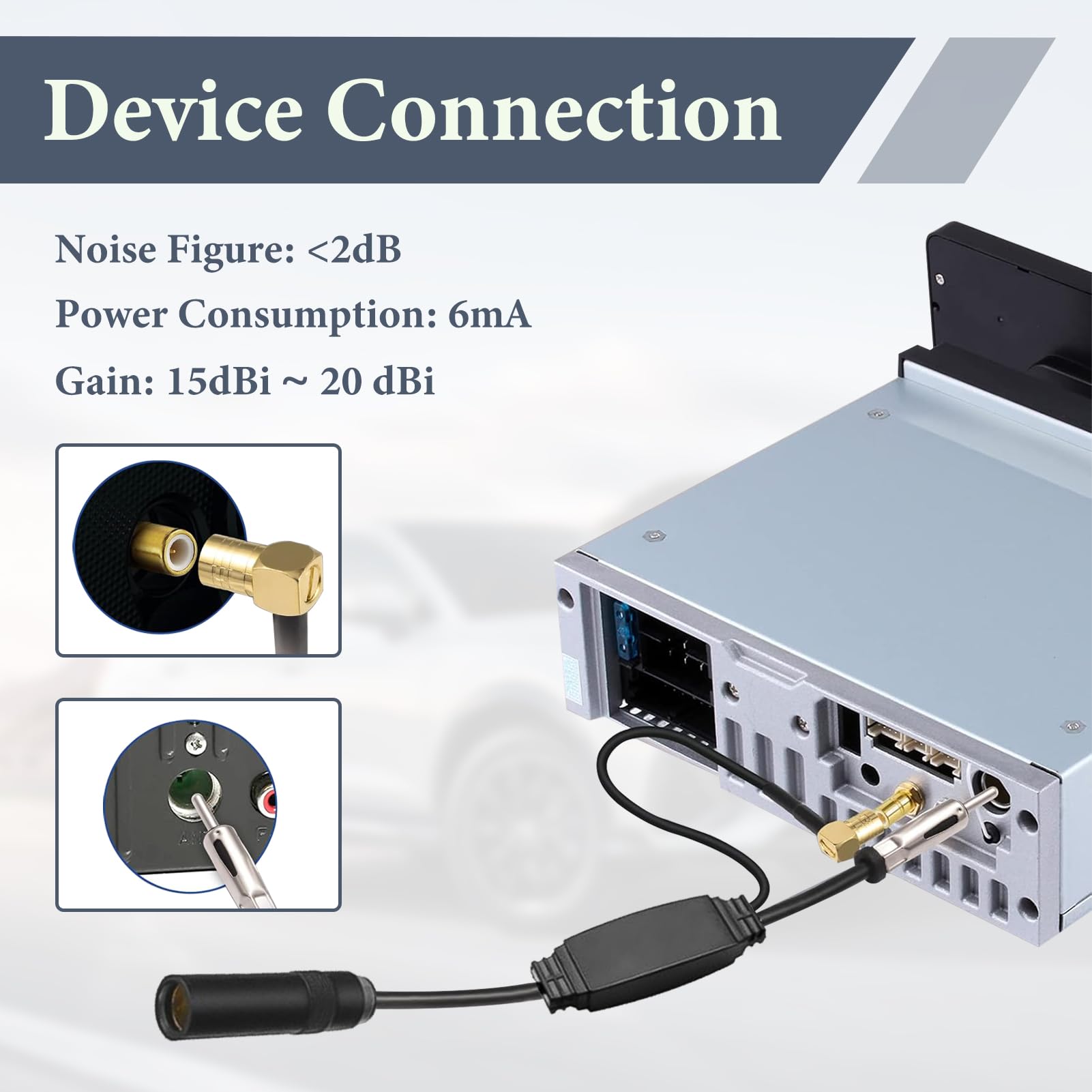 Dab antennesplitter met SMB-adapter, Dab antenne voor auto, DIN-aansluiting voor Dab autoradio, compatibel met TechniSat, Pioneer, Sony, Alpine, geschikt voor de meeste auto's