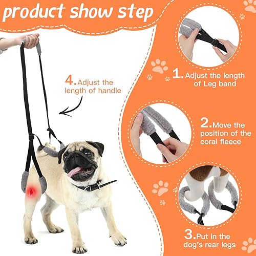 Miniatura 3 de Arnés de soporte para perros para patas traseras soporte para levantamiento trasero de perros con asa y correa para hombro soporte de piernas