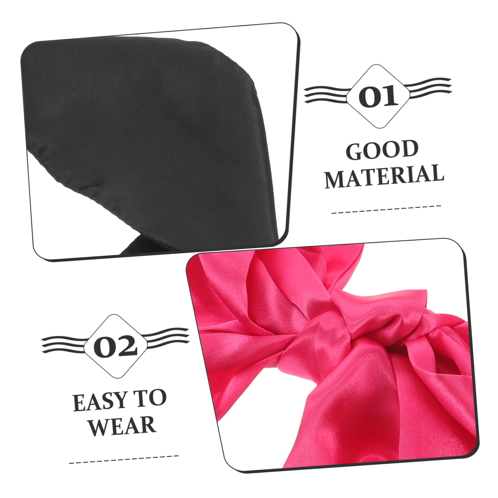 Housoutil 6piezas De Satén Para Banda Para Mujeres Accesorios De Cabello Color Rosa y Negro