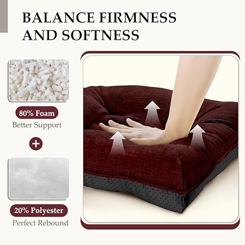 Miniatura 10 de HARBOREST Juego de 4 cojines para sillas de comedor, cojines copetudos de felpilla para sillas de cocina con lazos y parte inferior antideslizante,