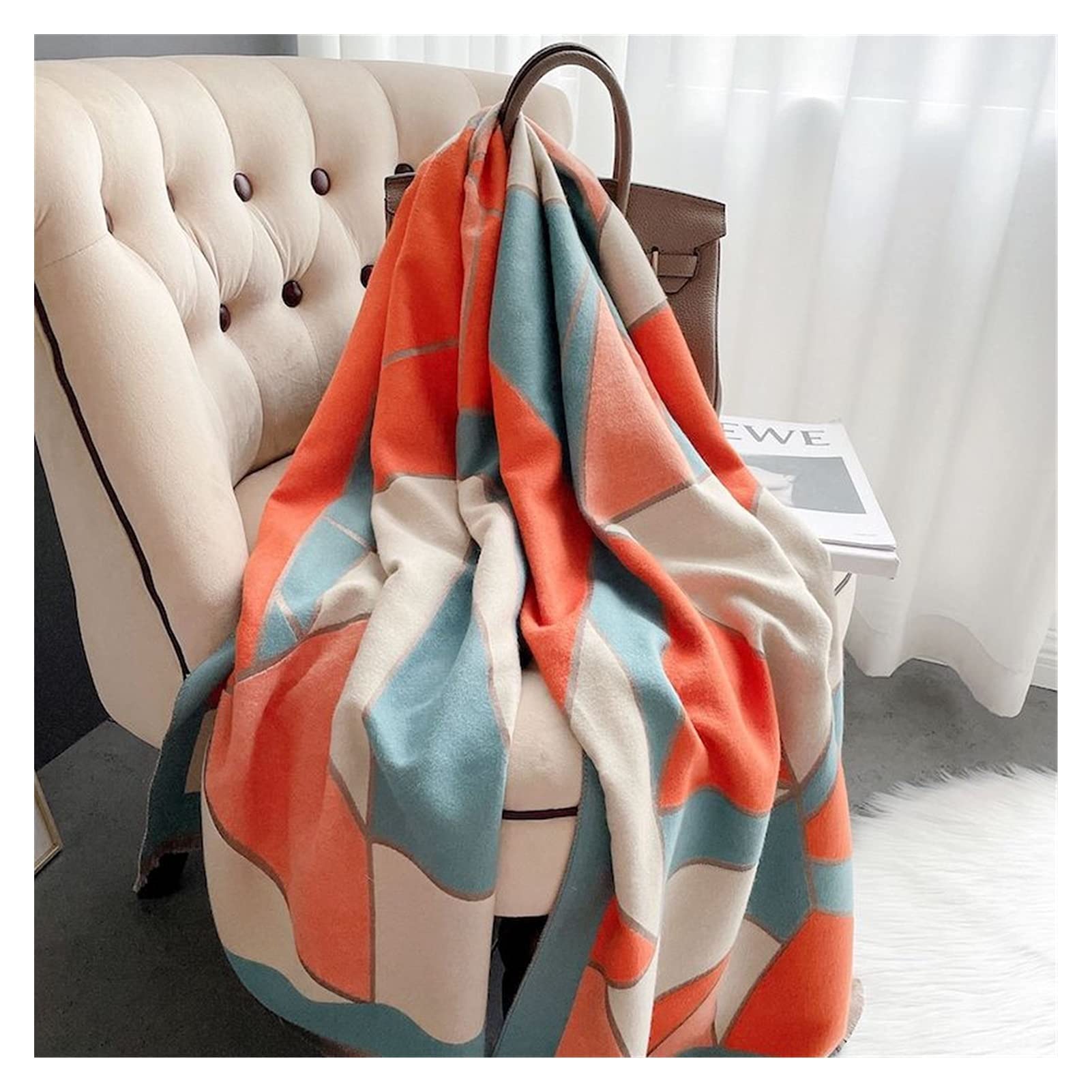 szalik Nowa wełniana Szalik Szyja Kobiety Zimowe szaliki Kwiatowe Ciepłe szale Okłady Gruby koc (Kolor: X-37-szary, Rozmiar: 65x185cm) (X 37) (X 37)