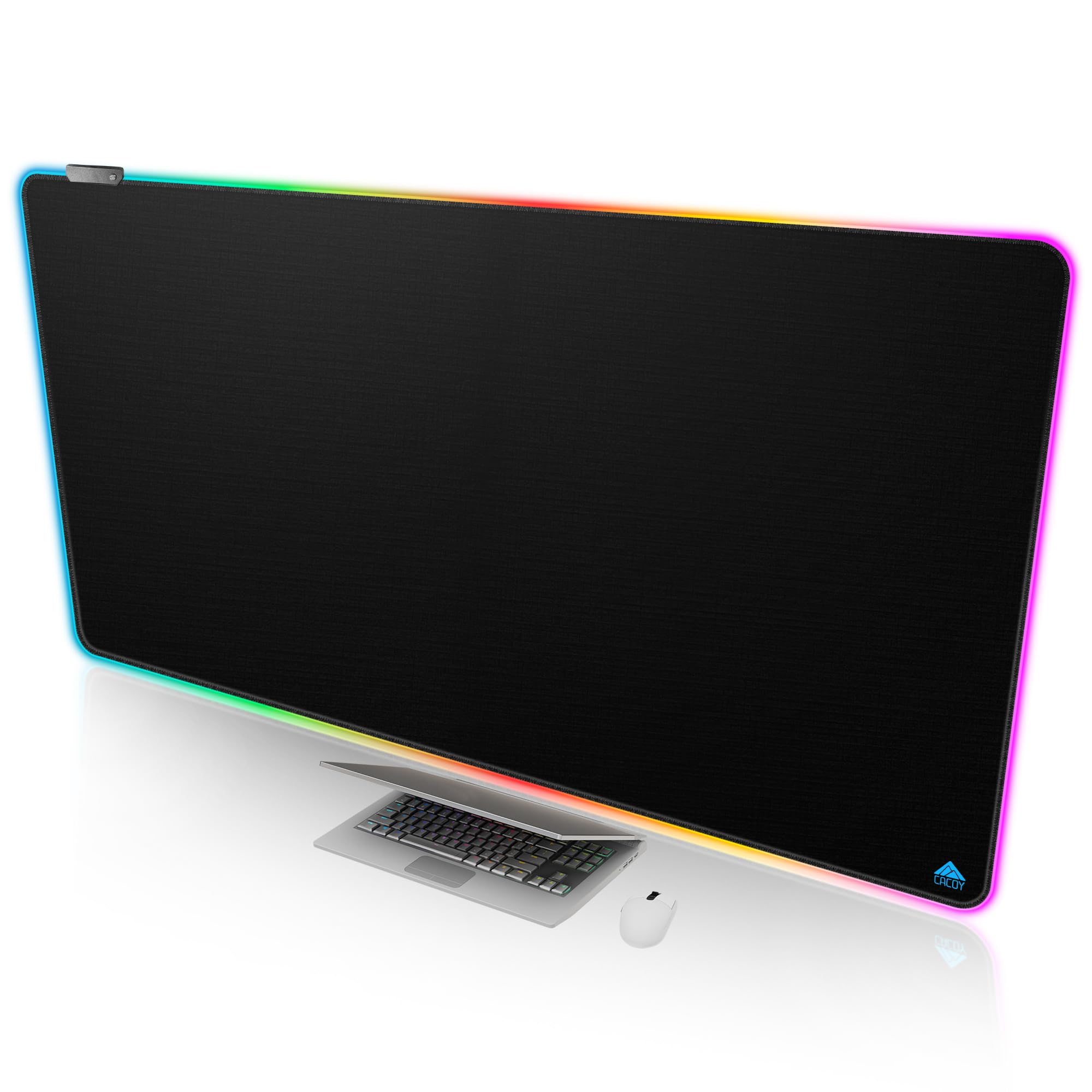Cacoy 1400 x 700 mm, bardzo duża podkładka pod mysz RGB XXL, duża, rozszerzona podkładka pod mysz z 11 trybami oświetlenia, precyzyjna i trwała, duża, antypoślizgowa podkładka na biurko LED, do biura