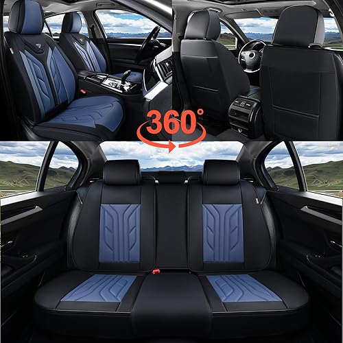 Vista 184 de Coverado Juego completo de fundas para asiento delantero y trasero para automóvil, cuero, impermeables, acojinadas, protectoras, ajuste universal