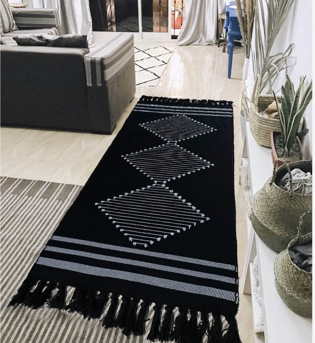 Boho Black And White Farmhouse Runner Rug Boho Kitchen Rug Runner