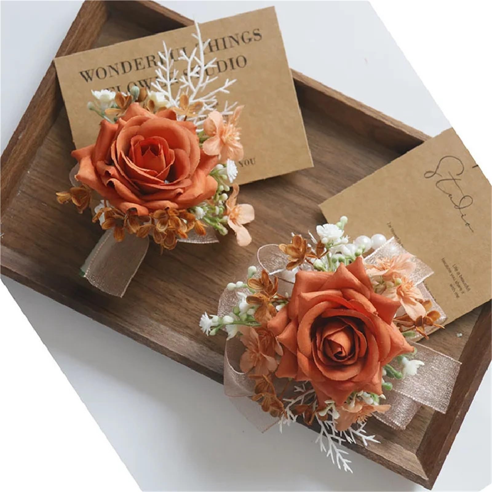 Ansteckblume BräUtigam Hochzeit Blumenstrauß Künstliche Blume Geschäftsfeier Eröffnungsgast Corsage Boutonniere Überreichte Orange | Handed flower