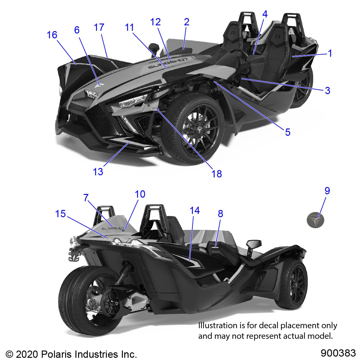 Polaris Slingshot Front Badge, for Specific Models, Genuine OEM - Part 7179096