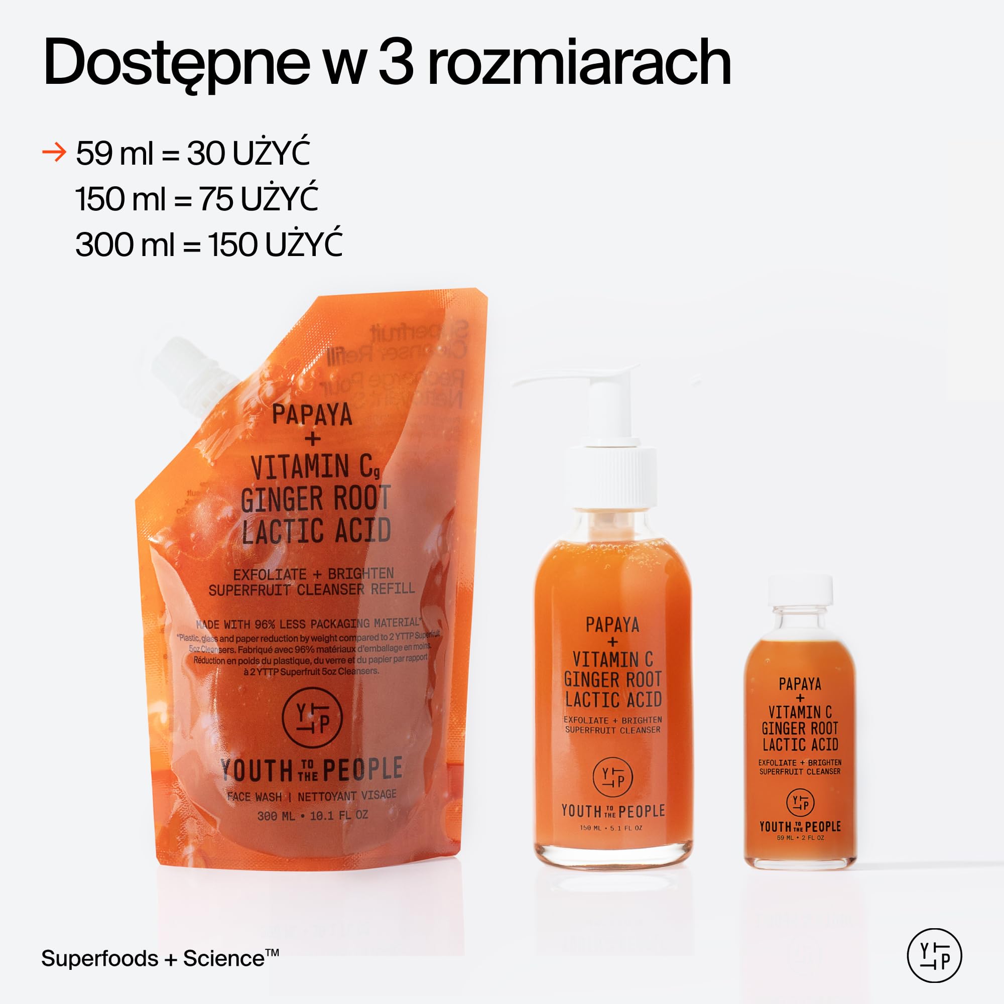Youth To The People Superfruit Cleanser, Żel do Mycia Twarzy dla Kobiet, Delikatny Peeling z Papają & Wit. C, Rozświetlający Płyn do Mycia Twarzy, Nawilżający Żel do Mycia Twarzy
