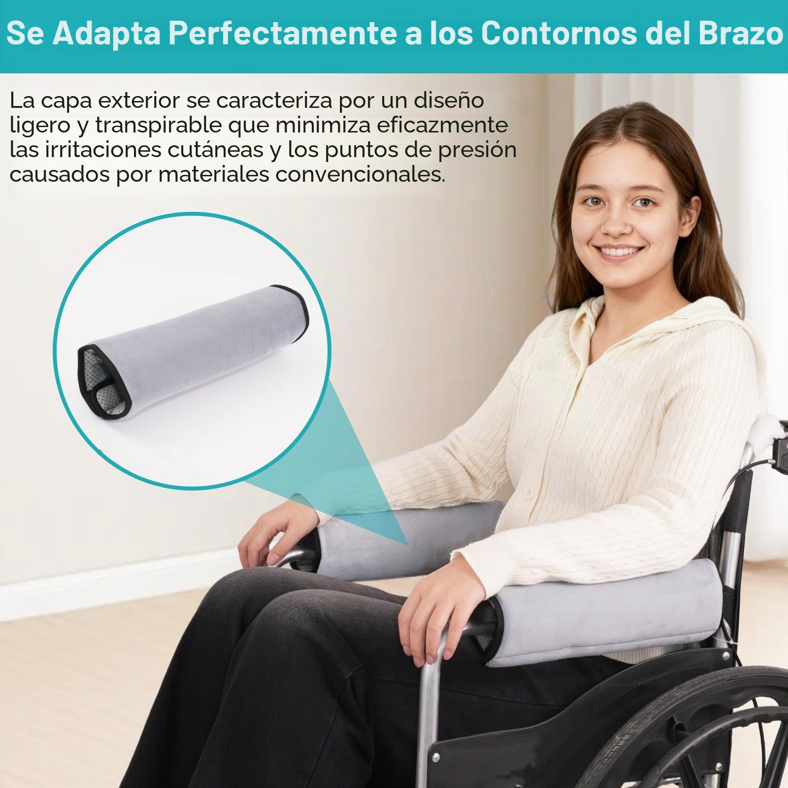 ENLUNTRA Almohadillas para reposabrazos para sillas de Ruedas, 2 Unidades de reposabrazos, Fundas Acolchadas de Espuma viscoelástica, Grey