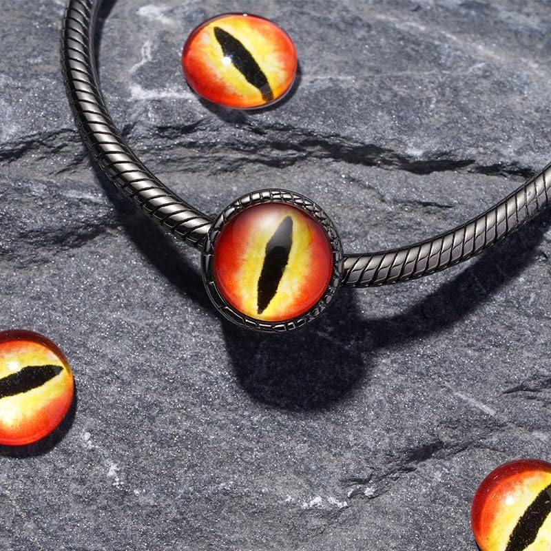 GNOCE Halloween Dragon Eye Charm Sterling Silver Bead Halloween Charm Fit Bracelet/Necklace for Women Wife/Jewelry Gift - Image 3