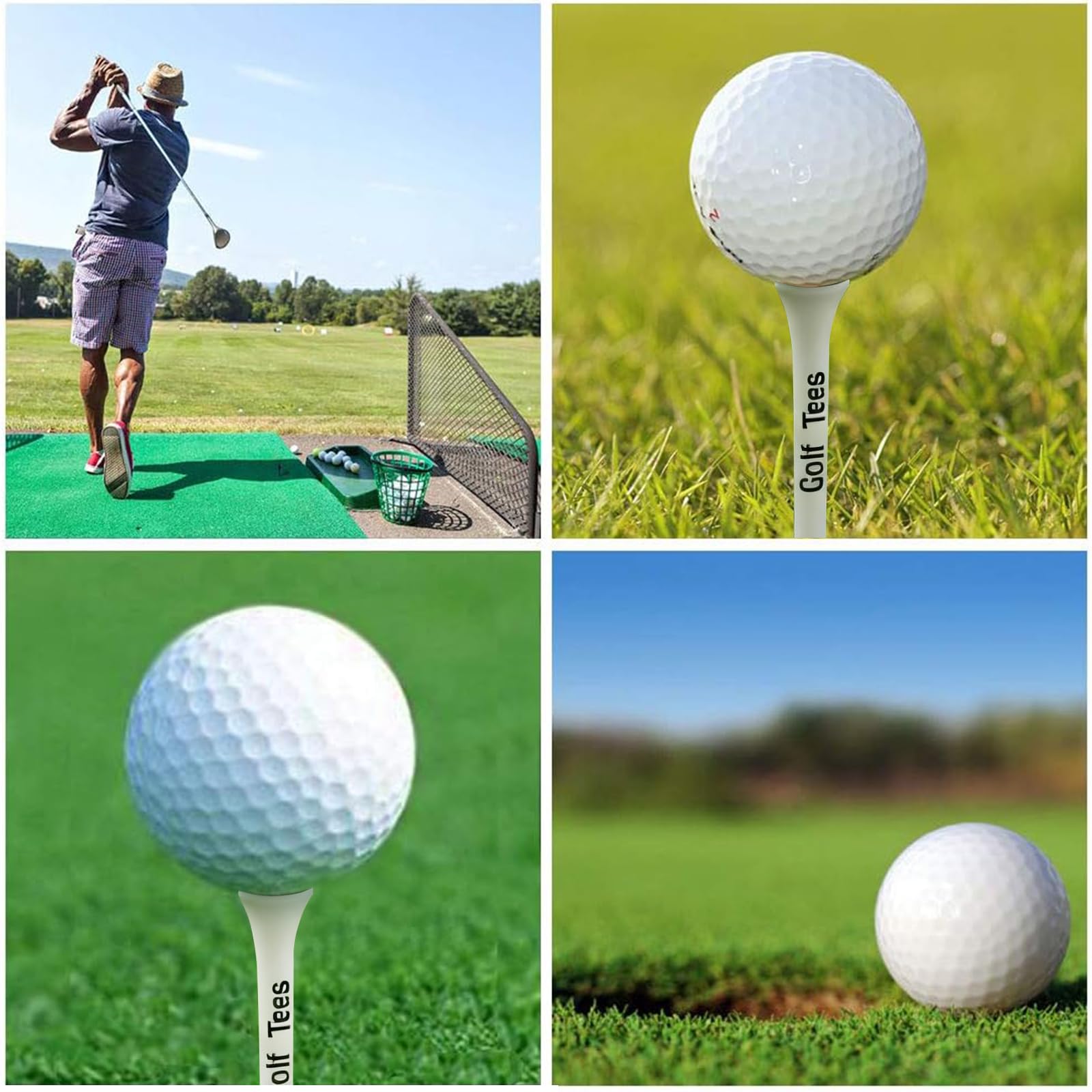 120 Tee Golf Bambu Legno, di qualità Sostenibile, Biodegradabile Stile Vintage Anticaduta Lucidato Laser, Scatola Tasca Regalo Golf Uomo