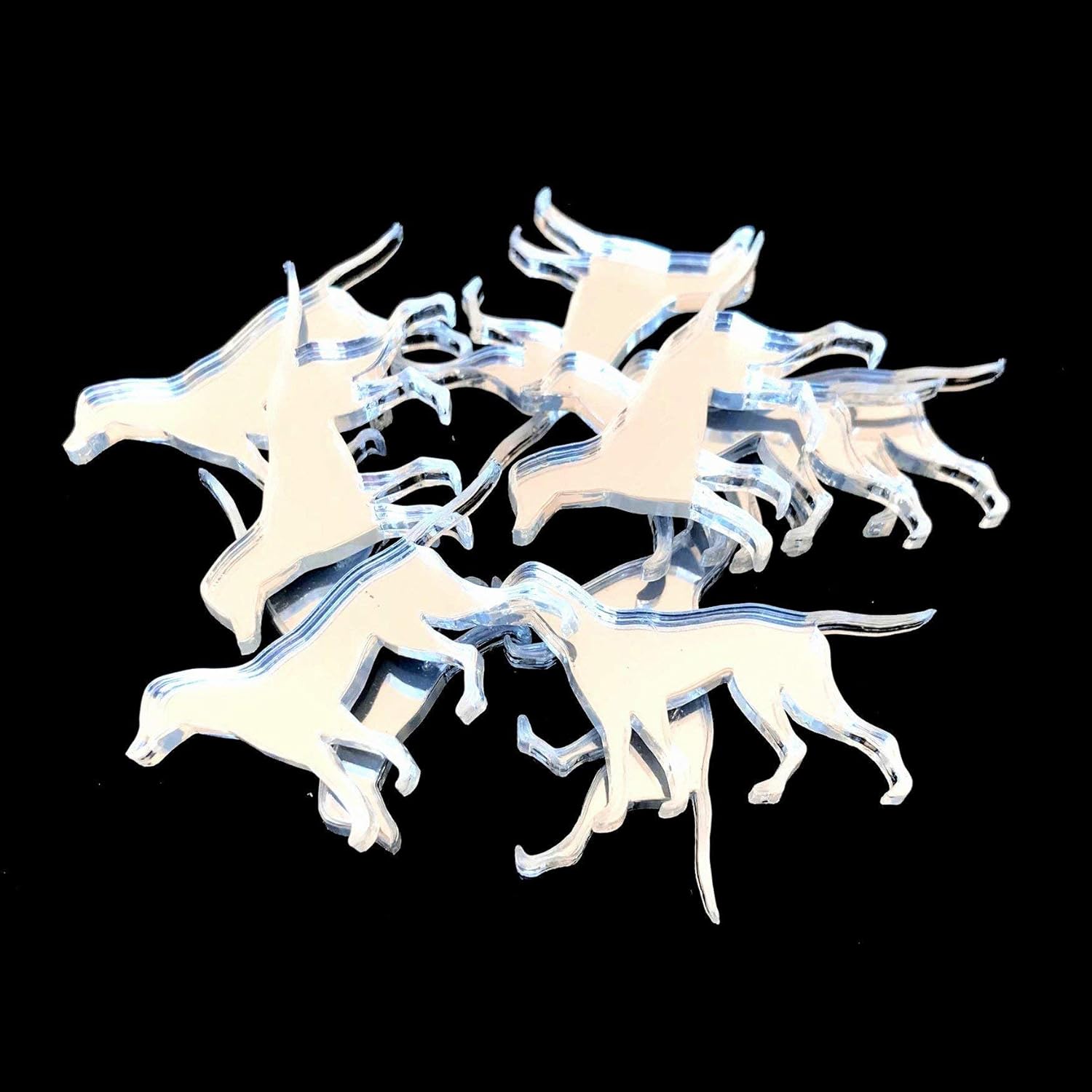 Super Cool Creations Pointer Dog Shaped Crafting Mirrors, Set of 10, Many Colours, Shatterproof Acrylic, Gold Mirror, Pack of 10 x 10cm
