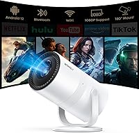 Vista 11 de Mini proyector con WiFi y Bluetooth, proyector de películas portátil con rotación de 180°, compatible con 1080P HD, corrección vertical automática